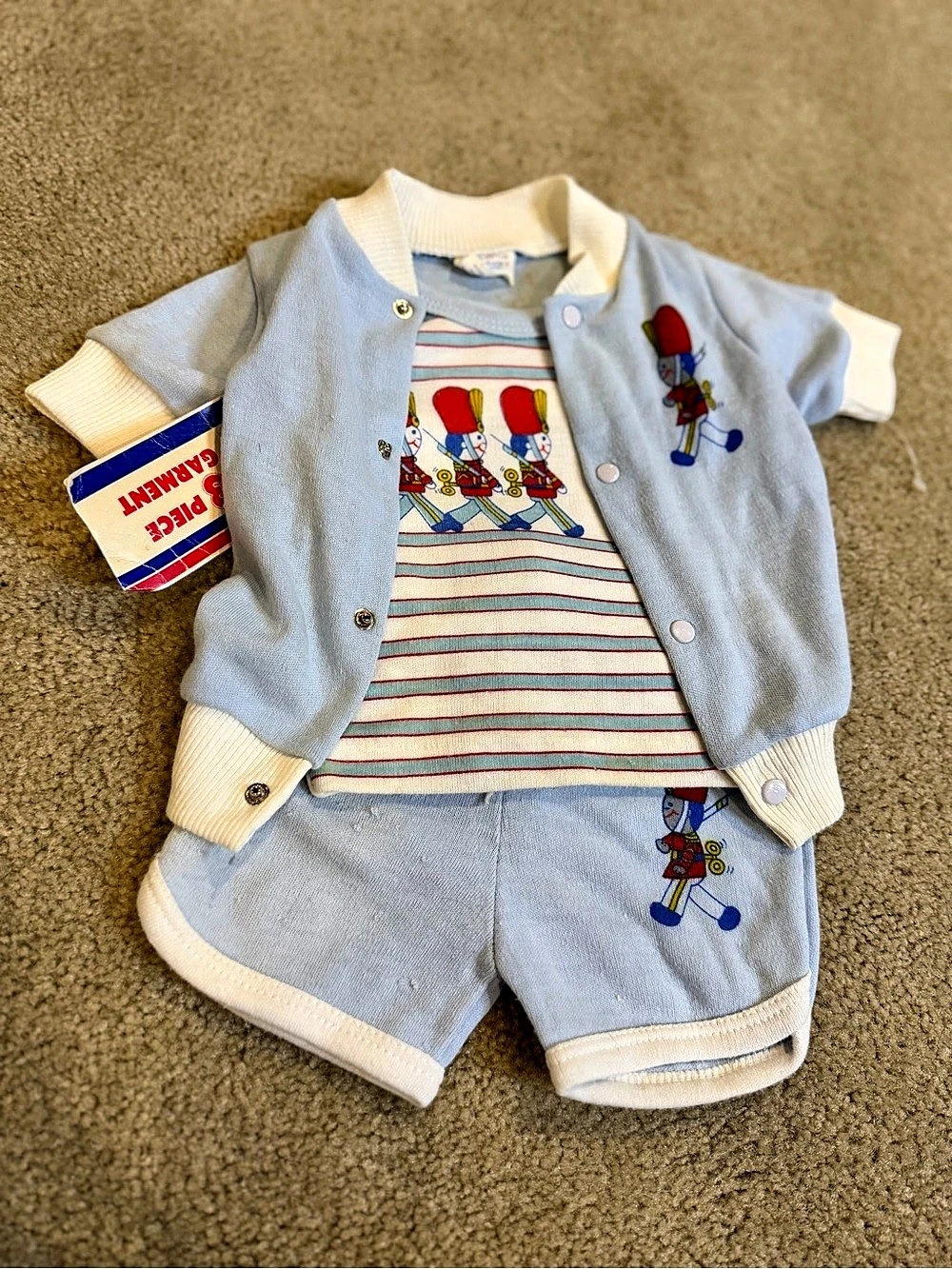 Vintage Hop Scotch 3 Piece Baby Outfit Toy Soldier 6M